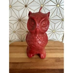 Vintage Red Owl Candle | Figural Wax Novelty Candle‎ | Mid-Century Decor